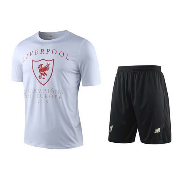 Camiseta Entrenamiento Liverpool Conjunto Completo 2019-2020 Blanco Negro Rojo